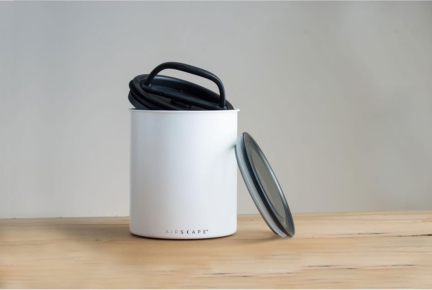 AirScape Coffee Storage Canister (1.1 kg Dry Beans) - Extra Large Kilo Size Food Storage Container, US patented Airtight Two Way Valve Lid Pushes Air Out to Preserve Freshness (Matte White)