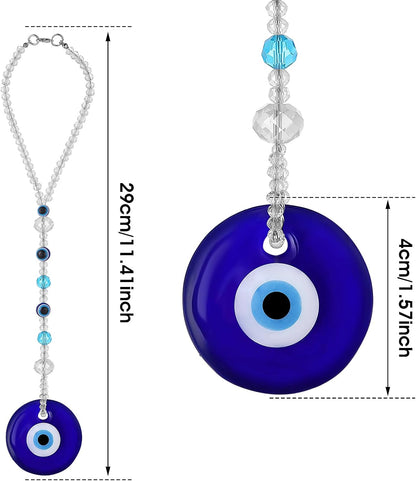 Cobee Evil Eye Car Hanging Ornament- Evil Blue Eye Charms for Car Rear View Mirror, Evil Eye Beaded Decor Car Charms Pendant, Car Amulet Ornament for Protection & Blessing (Classic Evil Eye)
