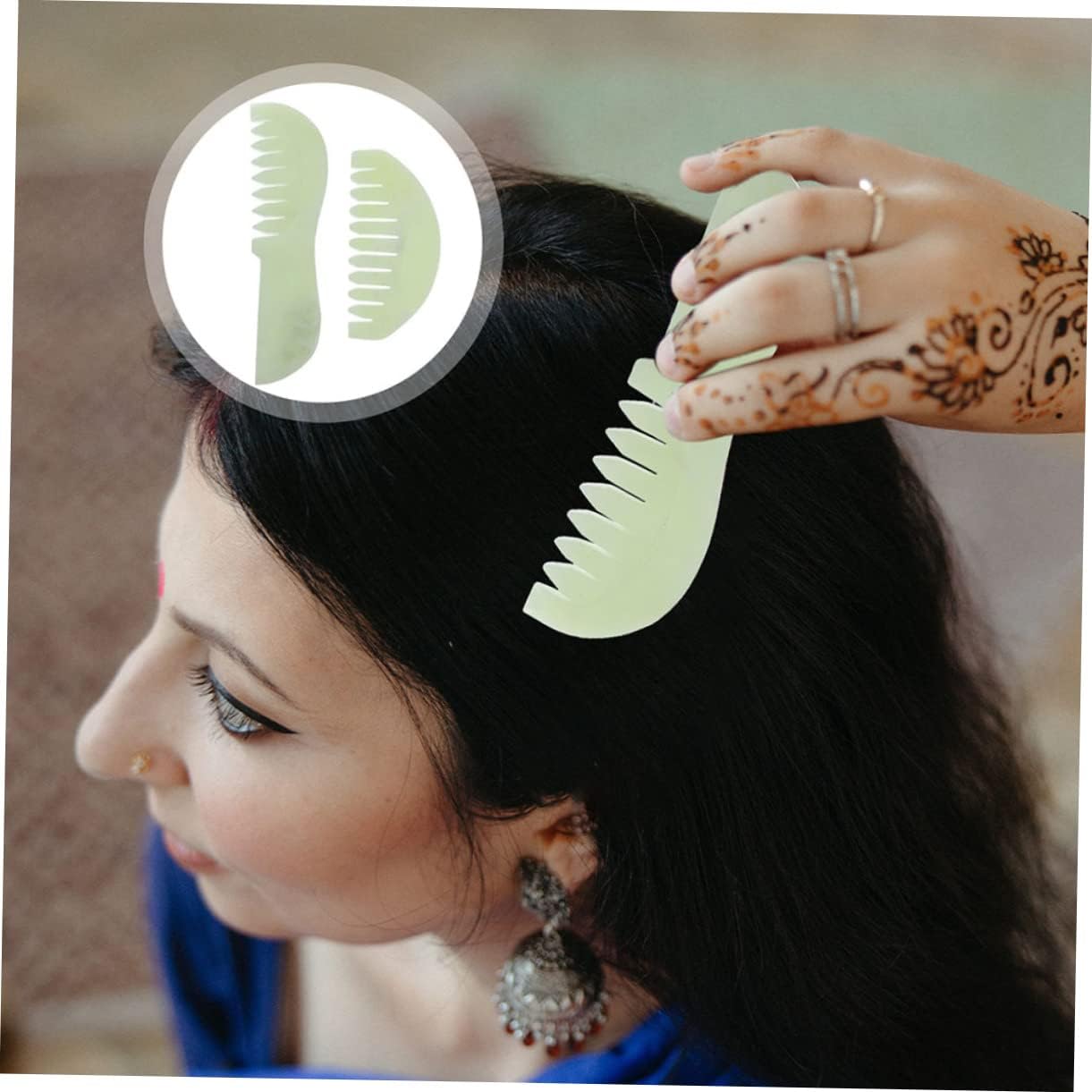 Ipetboom 2Pcs Jade Scalp Massage Comb Jade Combs for Relaxation and Muscle Relief Unique Design for Scraping Promote for Daily Use