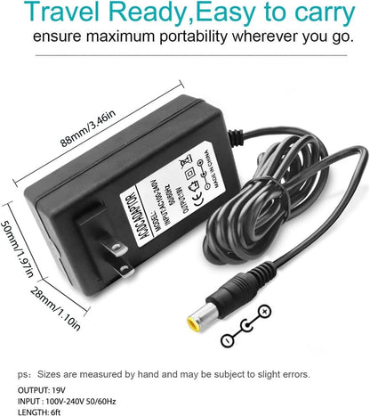 LG Power Adapter 19V 2.1A DC Supply for Electronics Monitor 32" 27" 24" 23" 22" 20" 19" LCD LED HD TV - Replacement Charger Cord