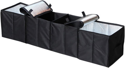 AUTOARK Cargo Foldable Multi Compartment Fabric Car Truck Van SUV Storage Basket Trunk Organizer and Cooler Set,Black,AK-018