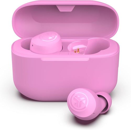 JLab Go Pop+ True Wireless Bluetooth Earbuds & Charging Case - Pink, App Support, Dual Connect, IPX4 Sweat Resistance, Bluetooth 5 Connection, 3 EQ Sound Settings Signature, Balanced, Bass Boost