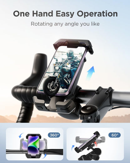 VUP Bike Phone Mount [Anti Vibration],360 Adjustable Phone Holder for Bike,Dirt Bike Accessories - ATV Scooter Clamp for iPhone Samsung Galaxy 4.7-7 Cell Phone