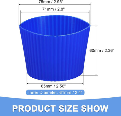 GLOKUUCA Coffee Cup Sleeves - 2 Packs Non-Slip Protective Covers Fits for Cups and Water Bottles - Silicone Heat-Resistant Cover - Blue