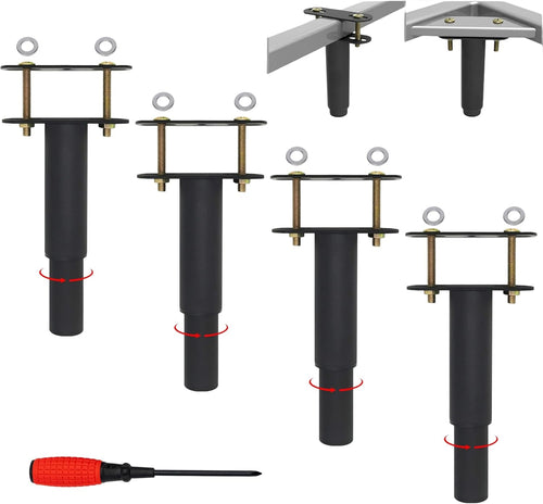 EURXLQ Adjustable Metal Bed Feet for Slatted Bases, Furniture, Sofas and TV - with Screws (Black, 4 Pieces, 12-18 cm)