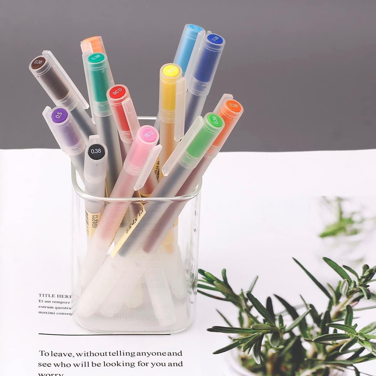 OBE WISEUS Color Gel Ink Pens for Writing,0.38mm Ballpoint,Office & School Stationery Supplies Pens,Minimalistic Japanese Style,12 Count(230-12BS)