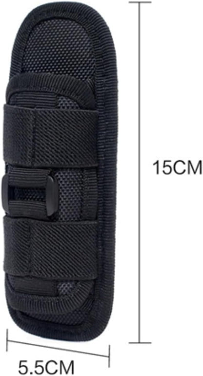 CHGEO Tactical Flashlight Pouch Holster: 360° Rotatable Holder with Carabiner Reel Clip - A Must-Have for Outdoor Camping, Hiking, and Tactical Gear