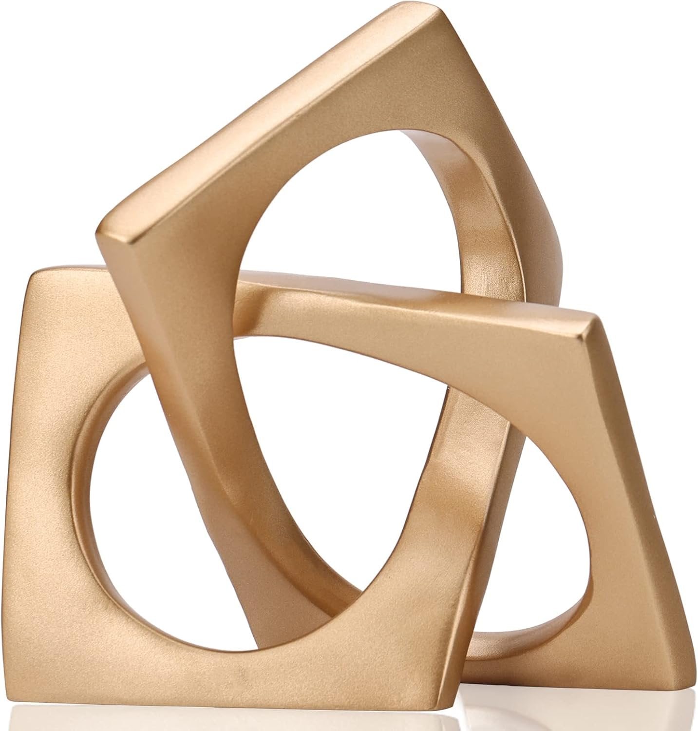 Modern Geometric Sculpture Gold Knot Statue Decor, Home Gold Bookcase Centerpiece Jax Decorative, Geometric Tabletop Sculpture and Figurines, for Golden Home Decor Accent, Cube Decorative Ornaments