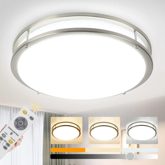 Depuley 30W Modern LED Ceiling Light with Remote, 35.5 cm Dimmable Surface Mount Ceiling Lamp Fixture for Bedroom Kitchen Dining Room Lighting, Timing, 3000K-6000K 3 Lights Color Changeable