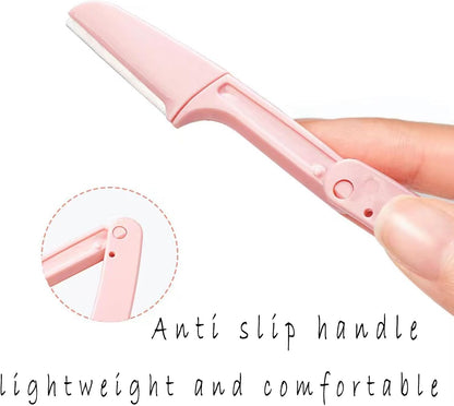 Eyebrow Razor, 6 pcs Foldable Shaving Grooming Blades Kits, Facial Hair Shaper Remover with Precision Cover for Women Makeup Face Care Tools Comes with a pair of eyebrow trimming scissors