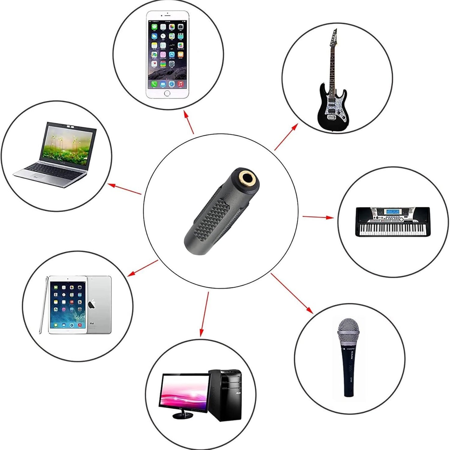 3.5mm Female to Female Adapter, tunghey 5pcs Gold Plated 3.5mm Stereo Jack to 3.5mm Audio Female to Female Adapter Connectors for Stereo Cable, Speakers and Headphones