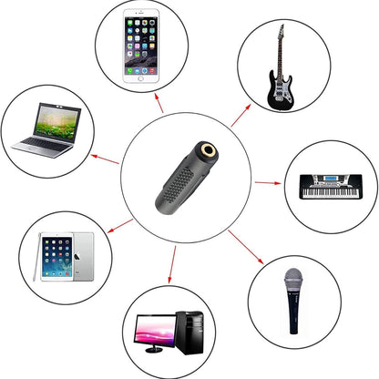 3.5mm Female to Female Adapter, tunghey 5pcs Gold Plated 3.5mm Stereo Jack to 3.5mm Audio Female to Female Adapter Connectors for Stereo Cable, Speakers and Headphones