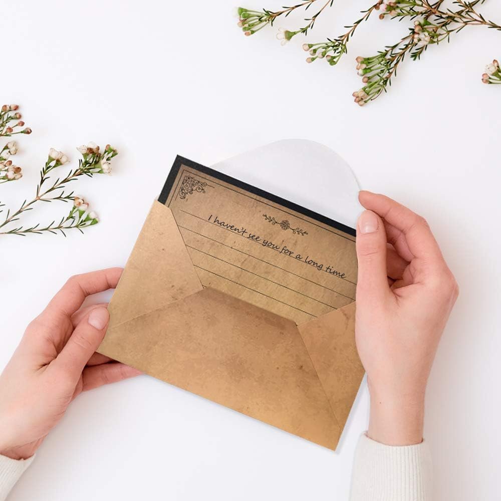 Lined Vintage Stationary Paper and Envelopes Set 48 Sheets + 24 Envelopes Old Fashion Stationery Set 7.3 Inch x 10.2 Inch