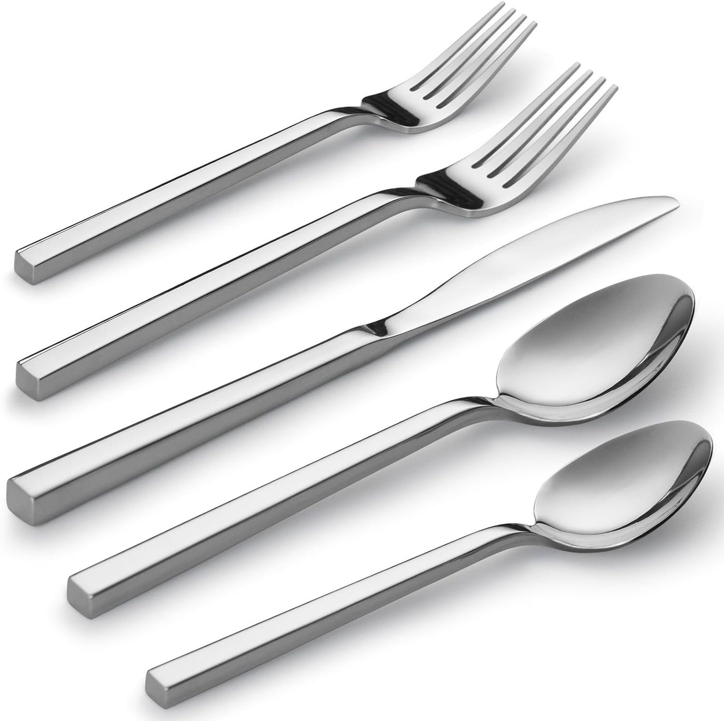 Alata Cube 20-Piece Forged Silverware Set Stainless Steel Flatware Set,Service for 4,Include Fork Spoon Knife,Mirror Polished Cutlery Set,Utensil Sets for Home Restaurant Hotel Wedding,Dishwasher Safe