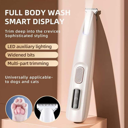 Saffory Dog Trimmer, Saffory Electric Dog Trimmer, Pet Micro Precision Trimmer, Dog Paw Trimmer for Grooming, Low Noise Dog Clippers, Rechargeable Pet Paw Trimmers with Led Light (White)