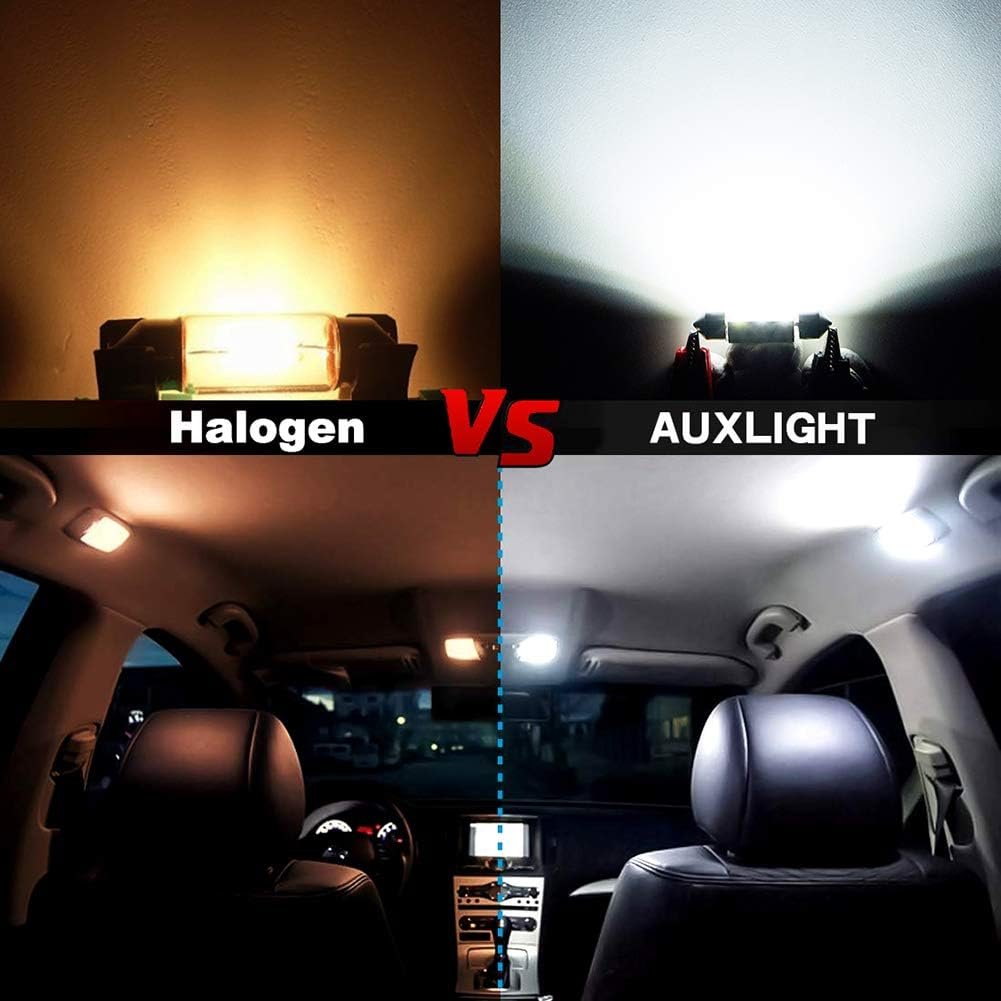 AUXLIGHT 211-2 212-2 578 569 214-2 41MM 1.61”Festoon Canbus Error Free LED Interior Light Bulbs 6000K Xenon White, Super Bright 6SMD Chips for Dome Map Door Courtesy License Plate Lights (Pack of 6)