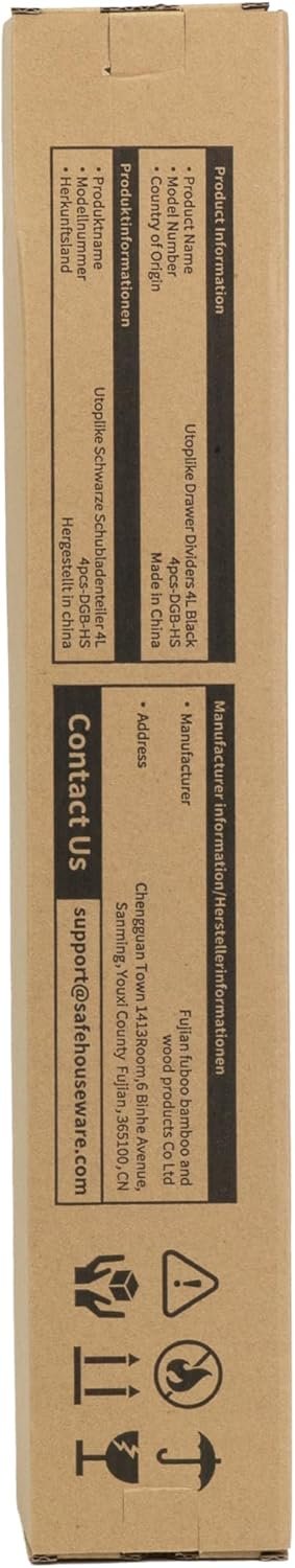 Utoplike 4 pcs Bamboo Kitchen Drawer Dividers,Adjustable Black Drawer Organizers,Spring Loaded,Works in Kitchen,Dresser,Bathroom,Bedroom,Drawer,Desk