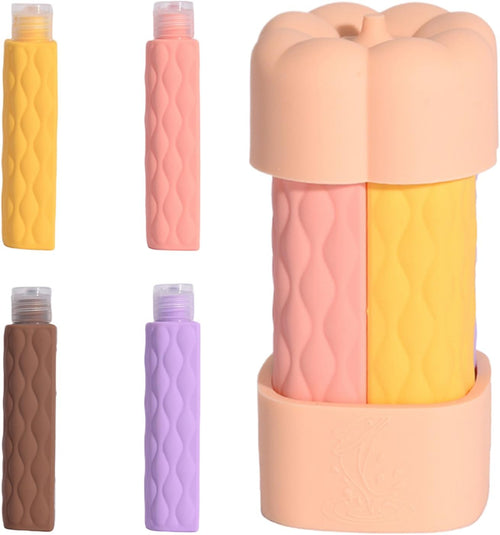 Travel Shampoo Bottles, Refillable Containers, 4-in-1 Leakproof Silicone Design, Approved Twist Dispenser, for Home, Gym, Hiking, Camping, Vacation, 2.52x5.39 Inches