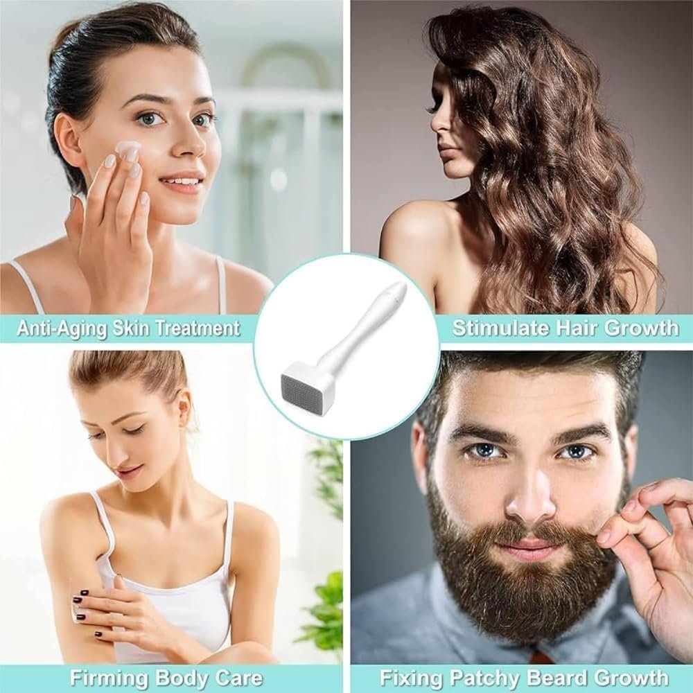 Derma Stamp, 140A Titanium Microneedling Stamp Adjustable dermastamp 0-3mm Derma Roller Microneedling Pen for Hair Beard Face Skin Care (DS140B-S01)