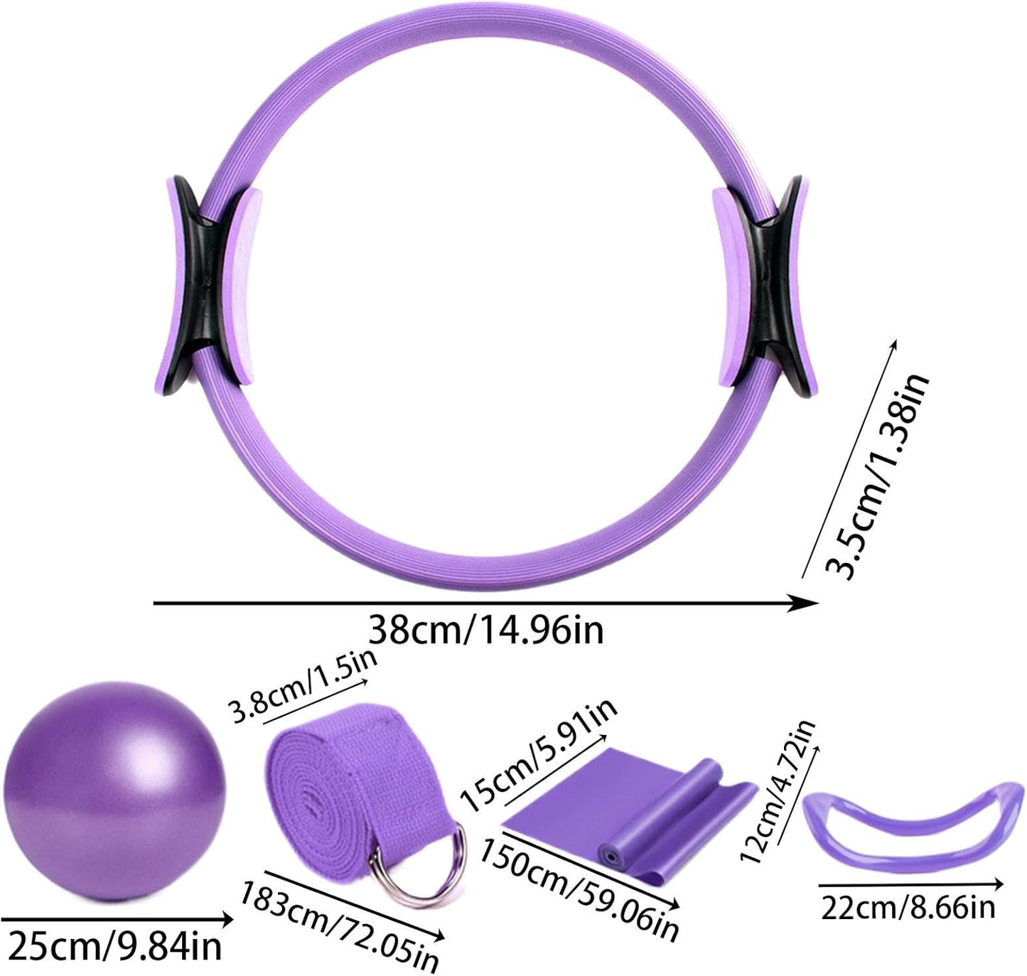 Pilates Ring and Ball Set - Pilates Ring Yoga Ball Resistance Bands,5X Workout Equipment, Home Gym Accessories, Stretching Belt Yoga Bands for Women