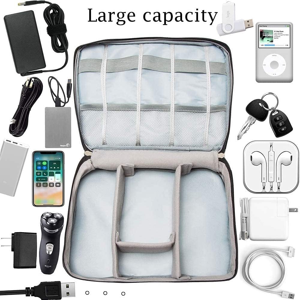 ACOPTON Electronic Organizer, Portable Travel Organizer Bag, Waterproof Case for iPad Electronics Accessories, Cables, Chargers, Hard Drives, Power Bank, Playing Cards, blue navy, Bag Organizer