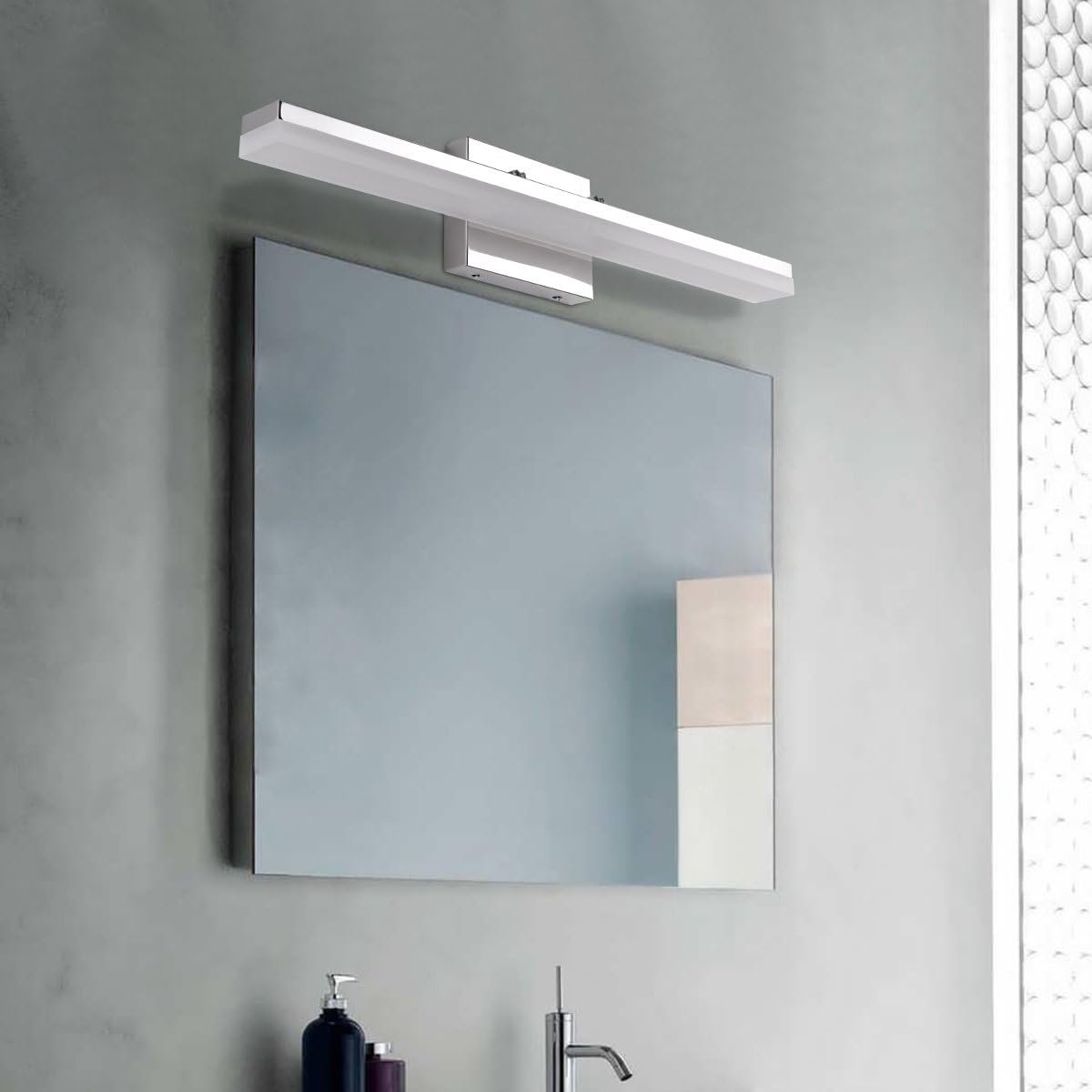 mirrea 24in Modern LED Vanity Light for Bathroom Lighting Dimmable 24w Chromed (Warm White 3000K)