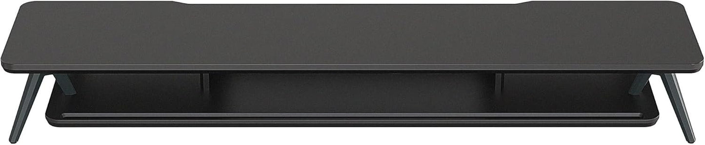 Fenge Dual Monitor Stand, Monitor Stands Riser for 2 monitors, 42.5 Inch Wood Desk Shelf with Storage Organizer and Cable Management for Office Desk Accessories (Black, 42.5Inch)