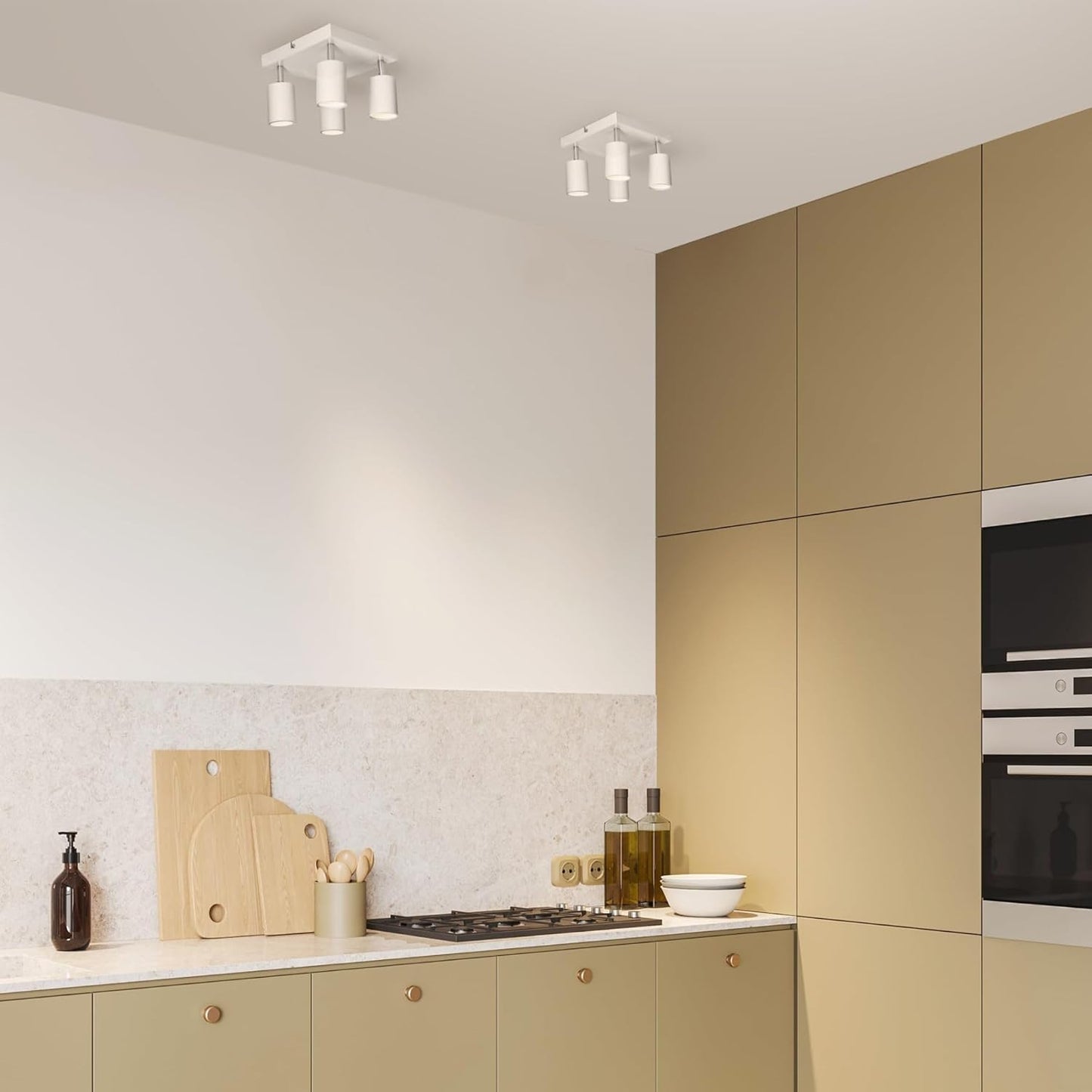 Miratic Ceiling Spotlight 4 Points of Light Base GU10 Max. 4 x 50 W Two Possible Mounting Spotlights Ceiling or Wall Spotlights IP20 White (Bulbs Not Included) (White)