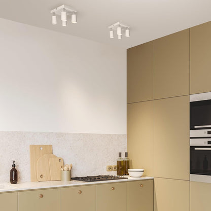 Miratic Ceiling Spotlight 4 Points of Light Base GU10 Max. 4 x 50 W Two Possible Mounting Spotlights Ceiling or Wall Spotlights IP20 White (Bulbs Not Included) (White)