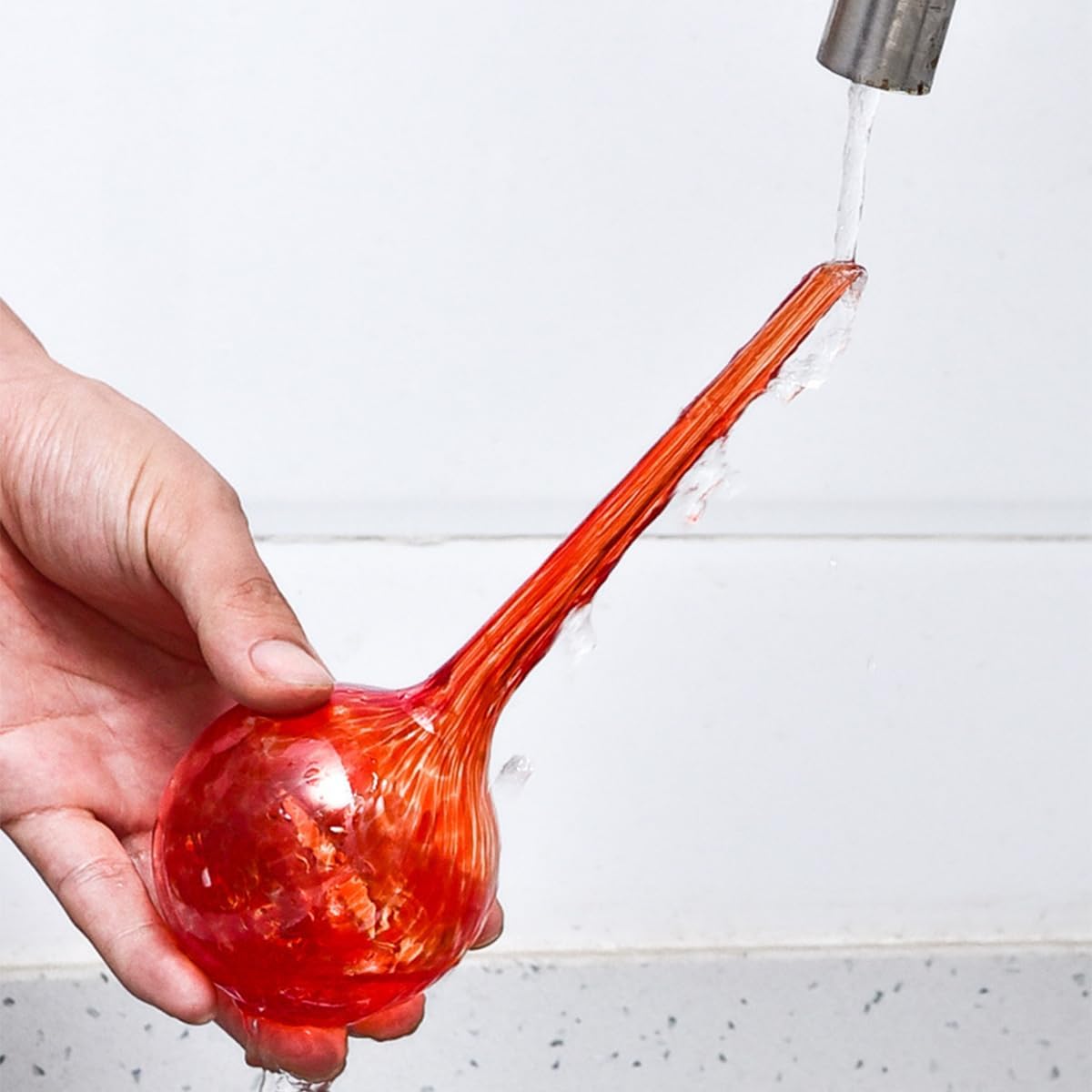 Sarini 4 Pcs Plant Watering Globes Stakes,Self Watering Feeding System,Hand-Blown Colorful Glass Plant Watering Devices,Automatic Waterers Aqua Ball Drip Feeders