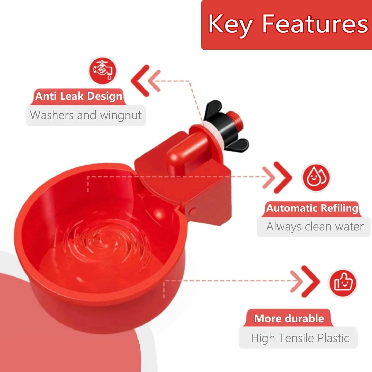 12Pcs Chicken Waterer Cups, Automatic Chicken Water Feeder with Nut and Hole Saw, PILZUME Chicken Watering System Poultry Water Feeder Kit, Suitable for Chicks Duck Goose Birds