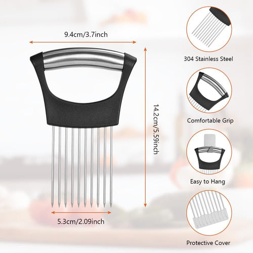 AUAUY 2pcs Onion Holder, Onion Slicer Holder, Vegetable Potato Cutter, Vegetable Cutter, Slicer, Fork Slicer, Helper Tool, Food Slice Assistant, Chopper Cutting