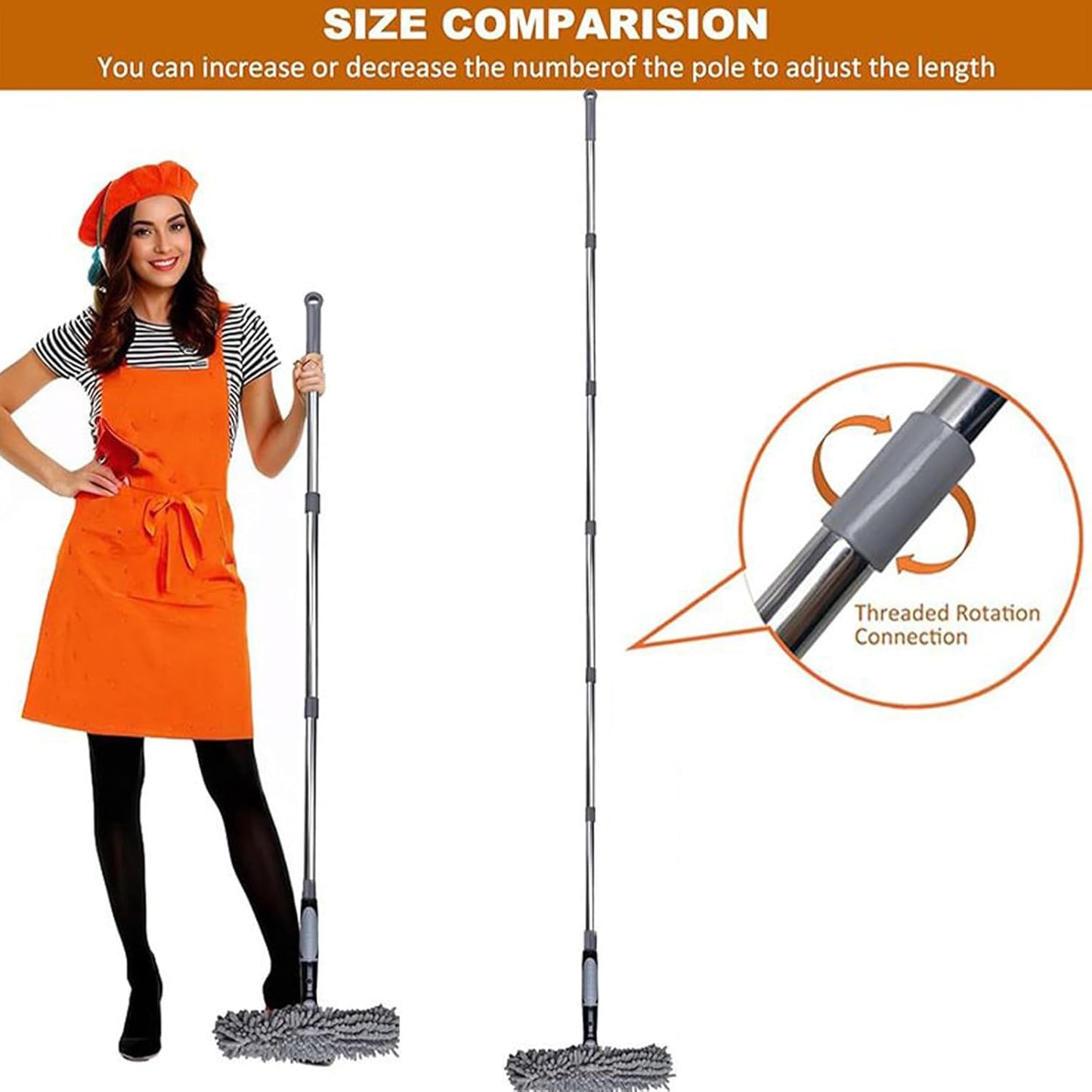 Ergonomic High Duster with Microfiber Head and Long Handle, Multin Function Cobweb Cleaner Ideal for Reaching Shelves, Walls, Essential Dusting Tool Home Cleaning Tasks