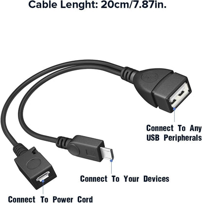 ANDTOBO Micro USB OTG Adapter with Power for Fire Stick/Host Devices etc - 2 Pack