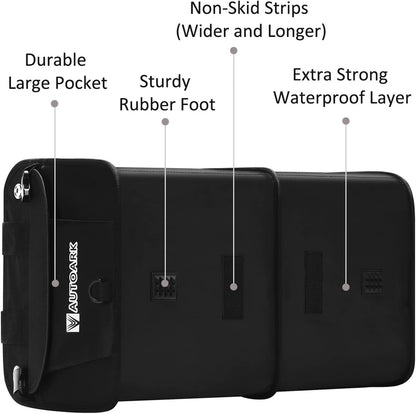 Autoark Multipurpose Car Trunk Organizer with Foldable Lid and Straps,Non-Slip Waterproof Bottom,Durable Collapsible Adjustable Compartments Cargo Storage,Black,AK-102