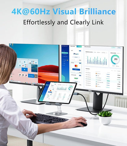 USB C to HDMI Cable [4K 60Hz 1.8M], Type C HDMI Adapter Thunderbolt 4/3, HDMI Extender Cable Compatible for iPhone 15 Pro/ProMax, MacBook Pro, Samsung S23, iPad Air 4/Pro 2021, iMac and More