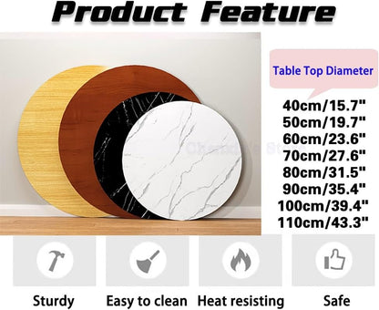 Wood Round Table Top 16 20 24 36 39" for Patio/Coffee/Dining Table Tops, DIY Replacement Circle Tabletop 0.6" Thick(White Marble,50cm/19.7")
