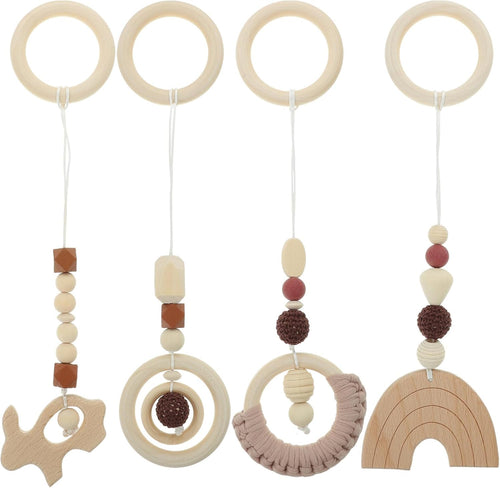Toddmomy Wooden Baby Gym With 4Pcs Hanging Toys - Sensory Play Gym for Newborns and Toddlers - Nursery Decor