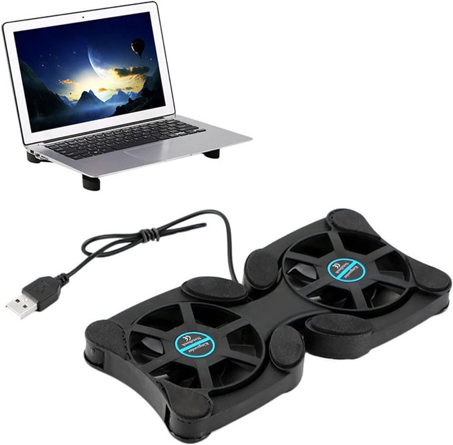 Laptop Cooling Pad, Octopus Folding Dual Fan Cooler, Computer Chill Mat No Noise, Portable Laptop Fan Stand Cooling