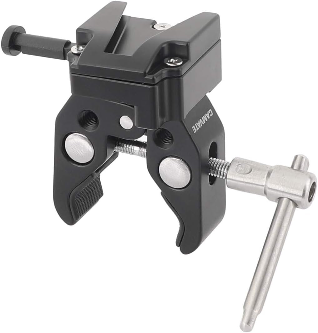 CAMVATE Super Crab Clamp + Universal V-Lock Mount Quick Release Adapter for DSLR Camera Battery - 2596
