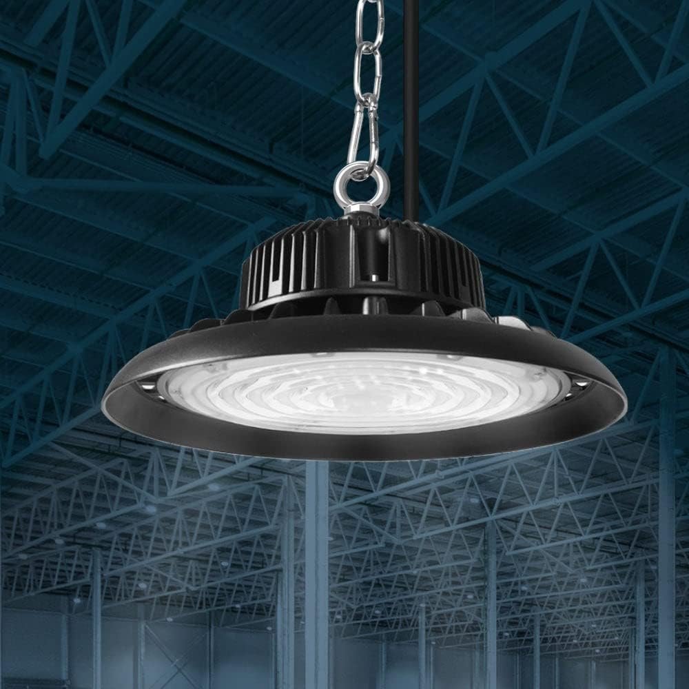 EMITTO UFO LED High Bay Light 100W,Commercial Led Shop Lights Fixture for Garage Factory Warehouse Industrial Indoor Outdoor Lighting,5000K Daylight,IP65 Waterproof