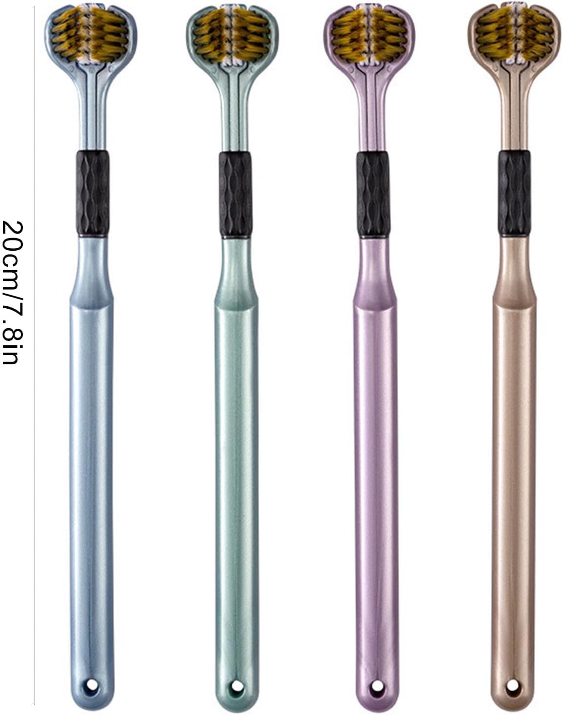 4-Piece Set of 3-Sided Toothbrush for Adults - Soft Hair Bristles for Deep and Thorough Cleaning of Teeth and Gums - Comprehensive Oral Care
