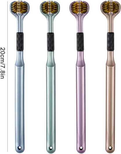 4-Piece Set of 3-Sided Toothbrush for Adults - Soft Hair Bristles for Deep and Thorough Cleaning of Teeth and Gums - Comprehensive Oral Care