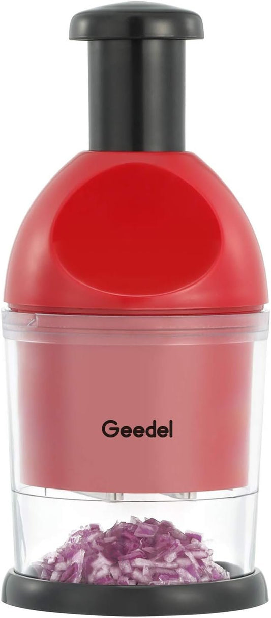 Geedel Food Chopper, Easy to Clean Manual Hand Chopper Dicer, Slap Press Chopper Mincer for Vegetables Onion Garlic Nuts Salads