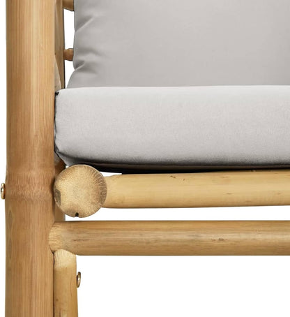 Homgoday Set Salotto da Giardino 8pz con Cuscini Grigio Chiaro bambù, Lettini Prendisole, Divano Letto Mobili, Lettini da Giardino, Lettino da Piscina da Esterno Piscina