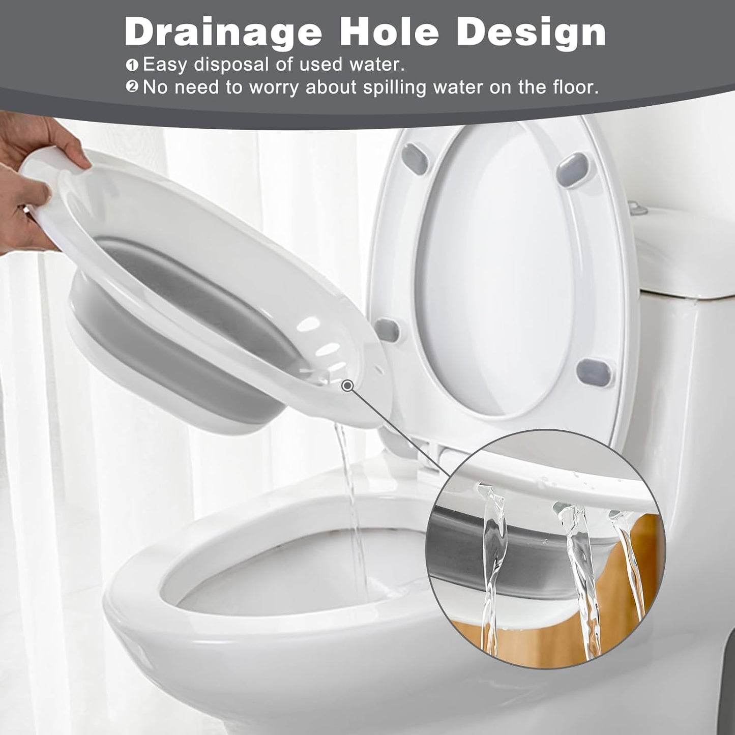 DEANIC Sitz Bath for Toilet Hemorrhoids, Postpartum Care, Collapsible Sits Bath Tub for Hemorrhoids Treatment, Yoni Steam Seat Basin, Bain de Siège Femme, Elderly Sit Bath with Towel (Grey+White)