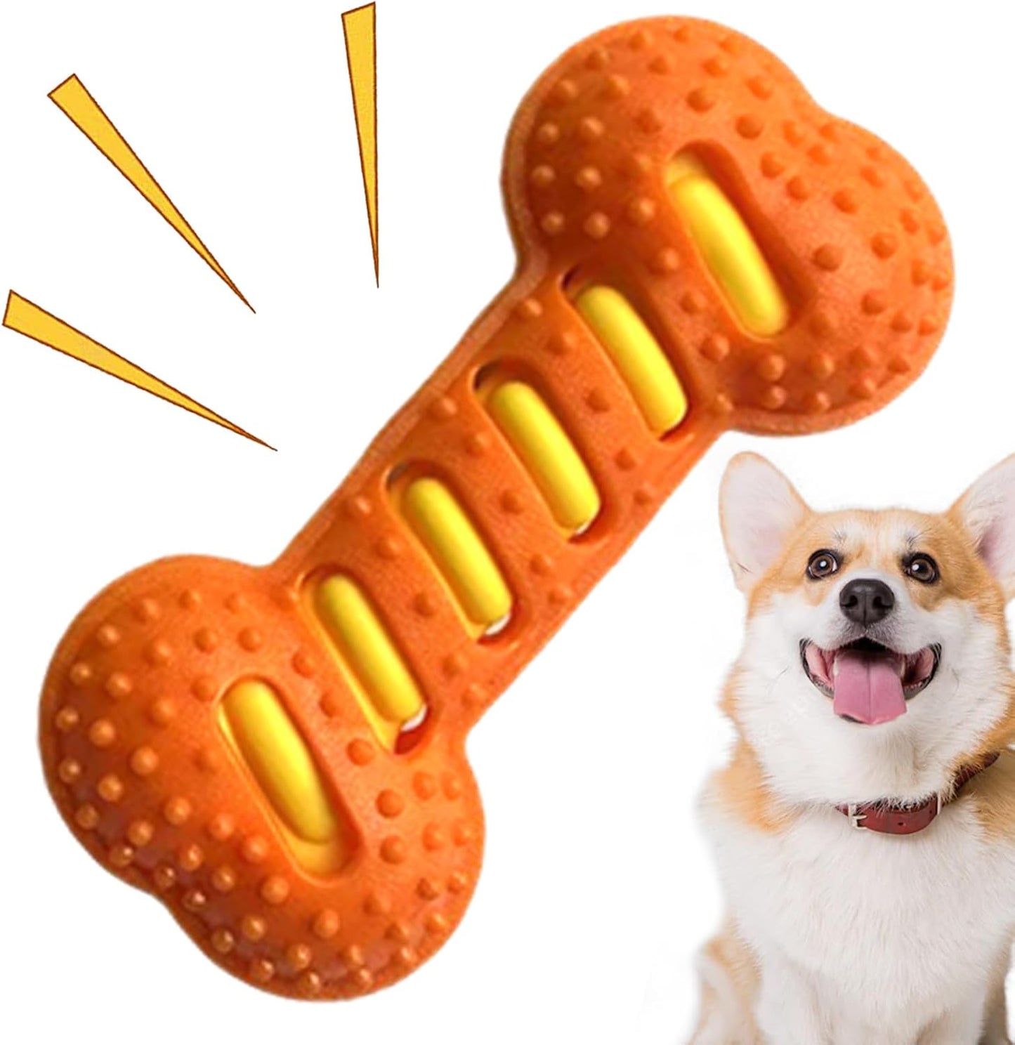 Generico Puppy Chew Toys for Teething, Bone Shape Dog Squeaky Toys, Interactive Pet Supplies for Indoor Play, Crate Training, Teething Relief, Cleaning, Safe & Durable Pet Chew Toys