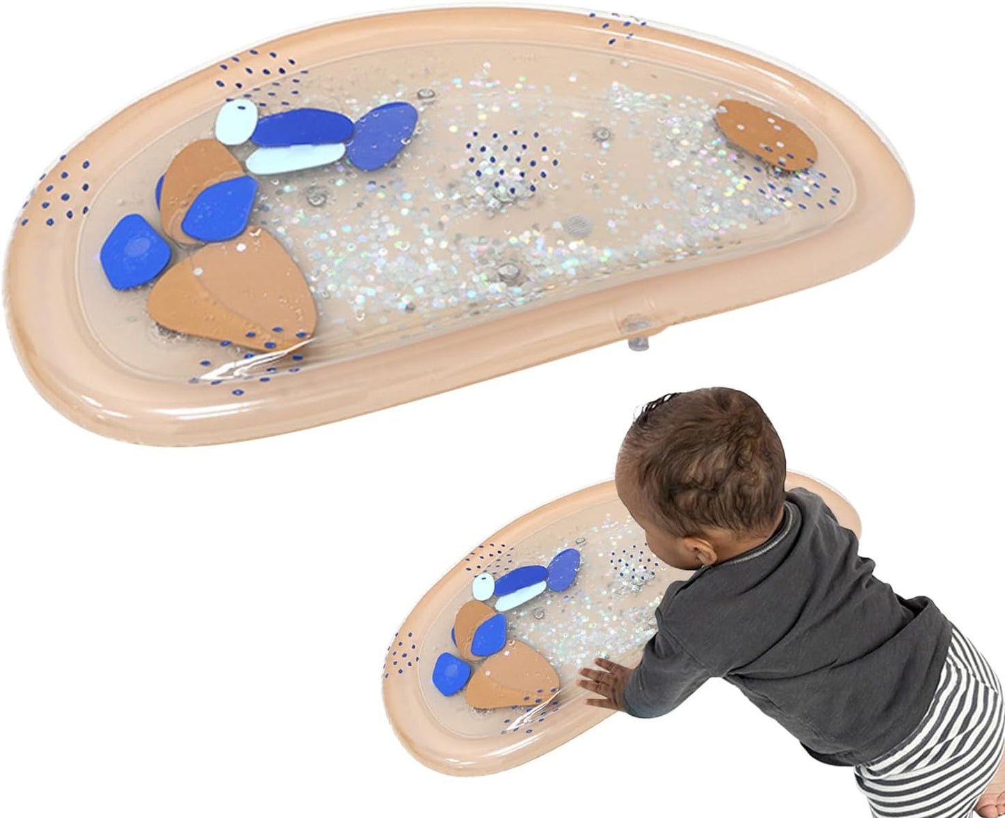 Water Play Mat, Inflatable Tummy Time, 28.74x16.54in Sensory Development Toy, Promotes Motor Skills, Fun Learning Features, Ideal For, Bath, Beach, Easter Play