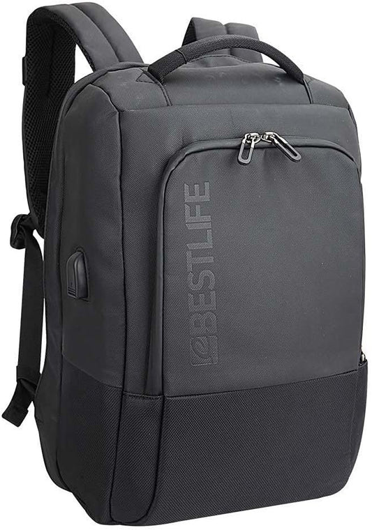 BESTLIFE Unisex-Adult (Luggage only) Briefcase Laptop Backpack for 15.6" with Security Features + USB Connector, Black, One_Size