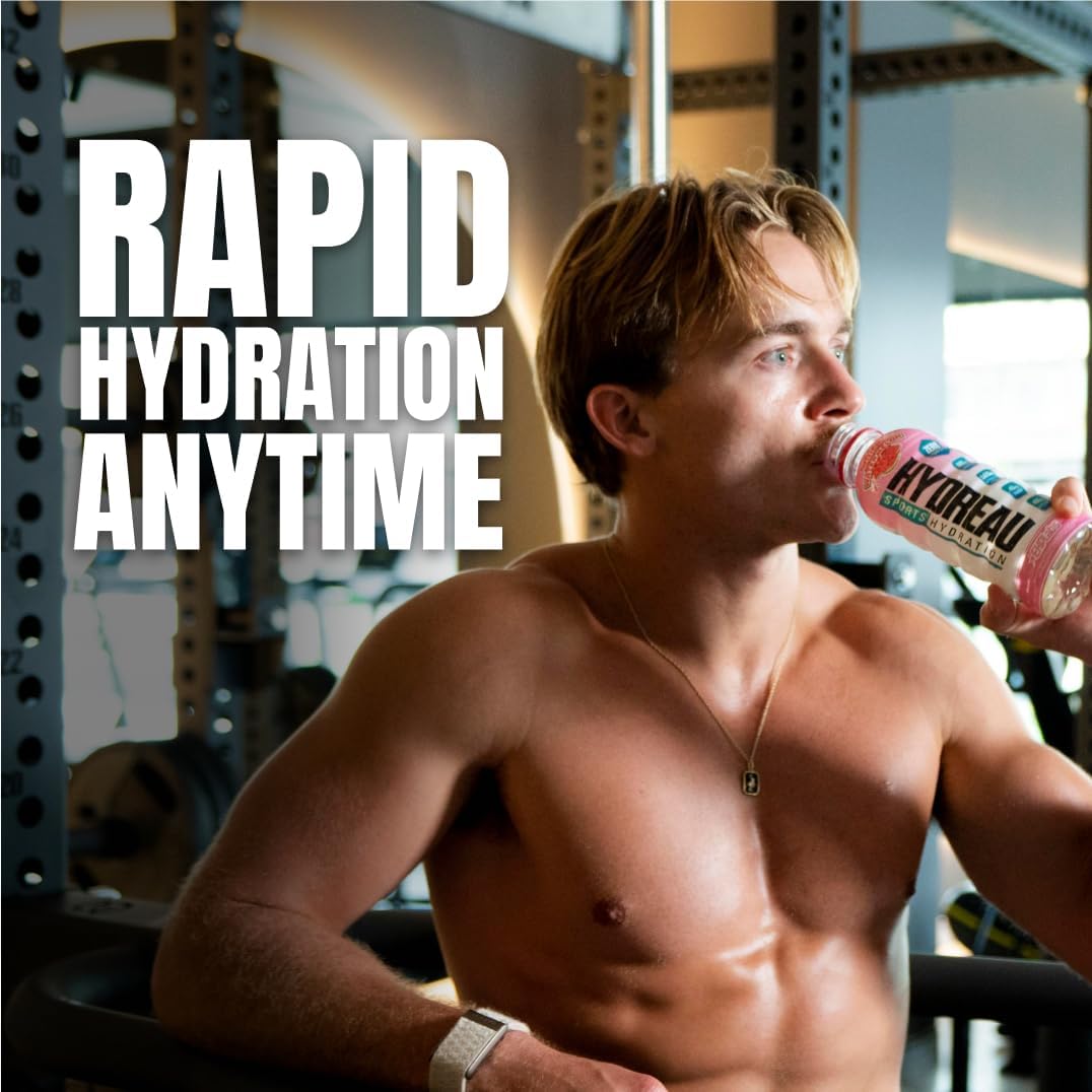 EHP Labs Hydreau Sports Electrolyte Hydration Drink - Sugar Free Electrolytes with Coconut Water Powder, Taurine & Tyrosine - Essential Electrolytes for Energy, Focus, & Endurance. 12 Pack, Raspberry Refresh